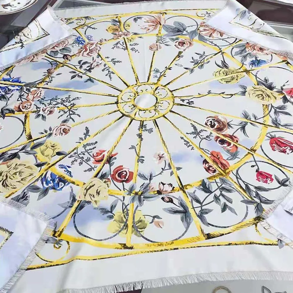Dior Granville 90 Square Scarf White and Gray Silk Twill for Women Dior Granville 90 Square Scarf White and Gray Silk Twill for Women