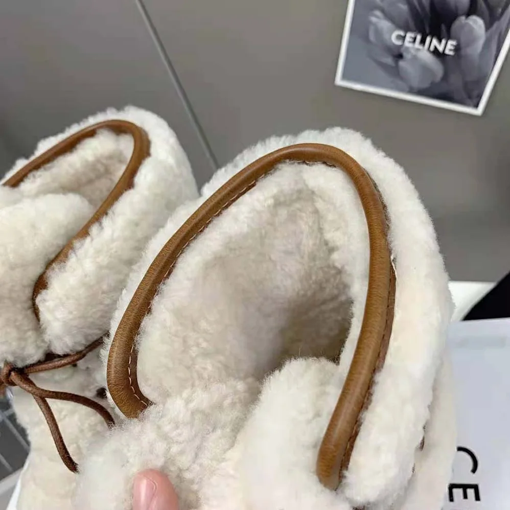 Celine Margaret Lace-up Fur Boot in Suede Calfskin and Shearling for Women Celine Margaret Lace-up Fur Boot in Suede Calfskin and Shearling for Women