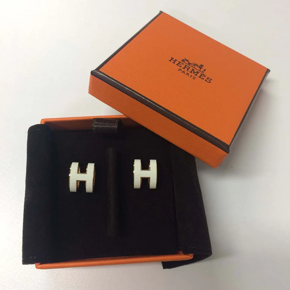 Hermes Pop H Earrings Jewelry White for Women