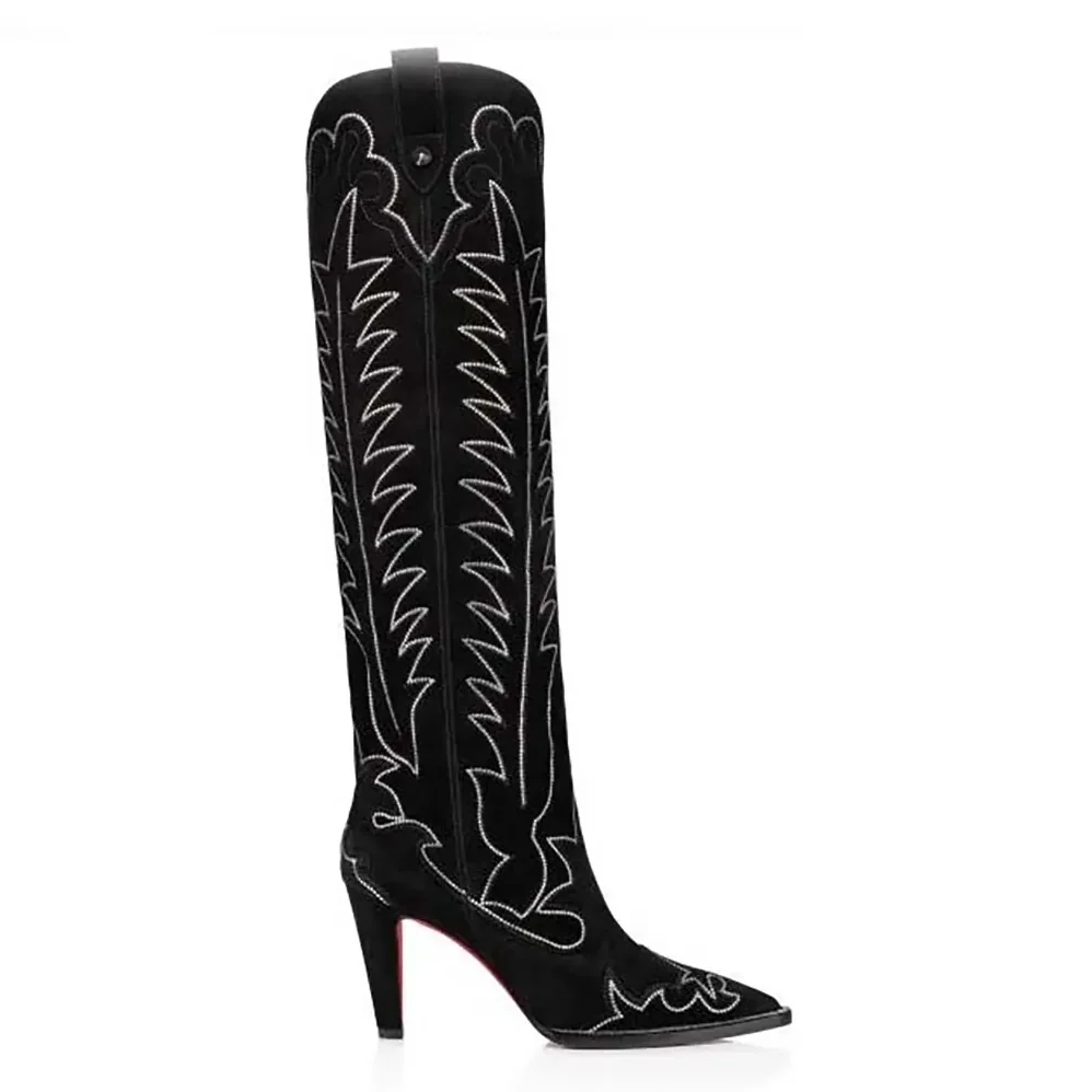 Christian Louboutin Santia Botta Strass 85 mm Low Boots Veau Velours and Strass for Women in Black