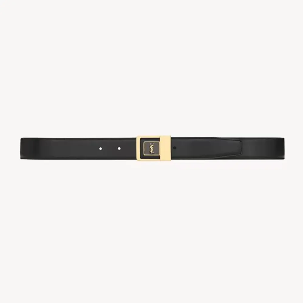 Saint Laurent YSL La 66 Buckle Belt in Lacquered Leather for Women in Black Saint Laurent YSL La 66 Buckle Belt in Lacquered Leather for Women in Black