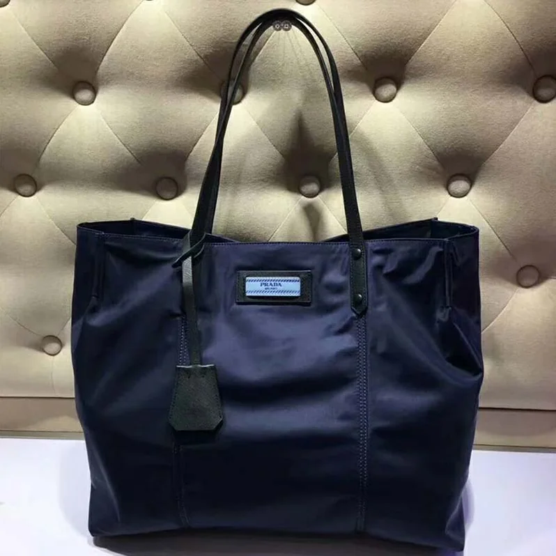 Prada Large Etiquette Nylon Bag for Women in Black Prada Large Etiquette Nylon Bag for Women in Black