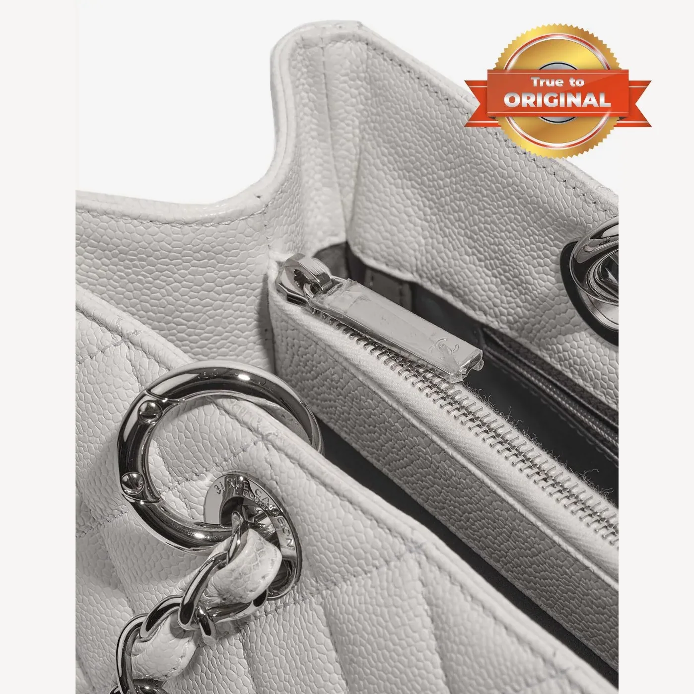 Chanel Chain Tote Shoulder Bag White / Chanel Chain Tote Shoulder Bag White /