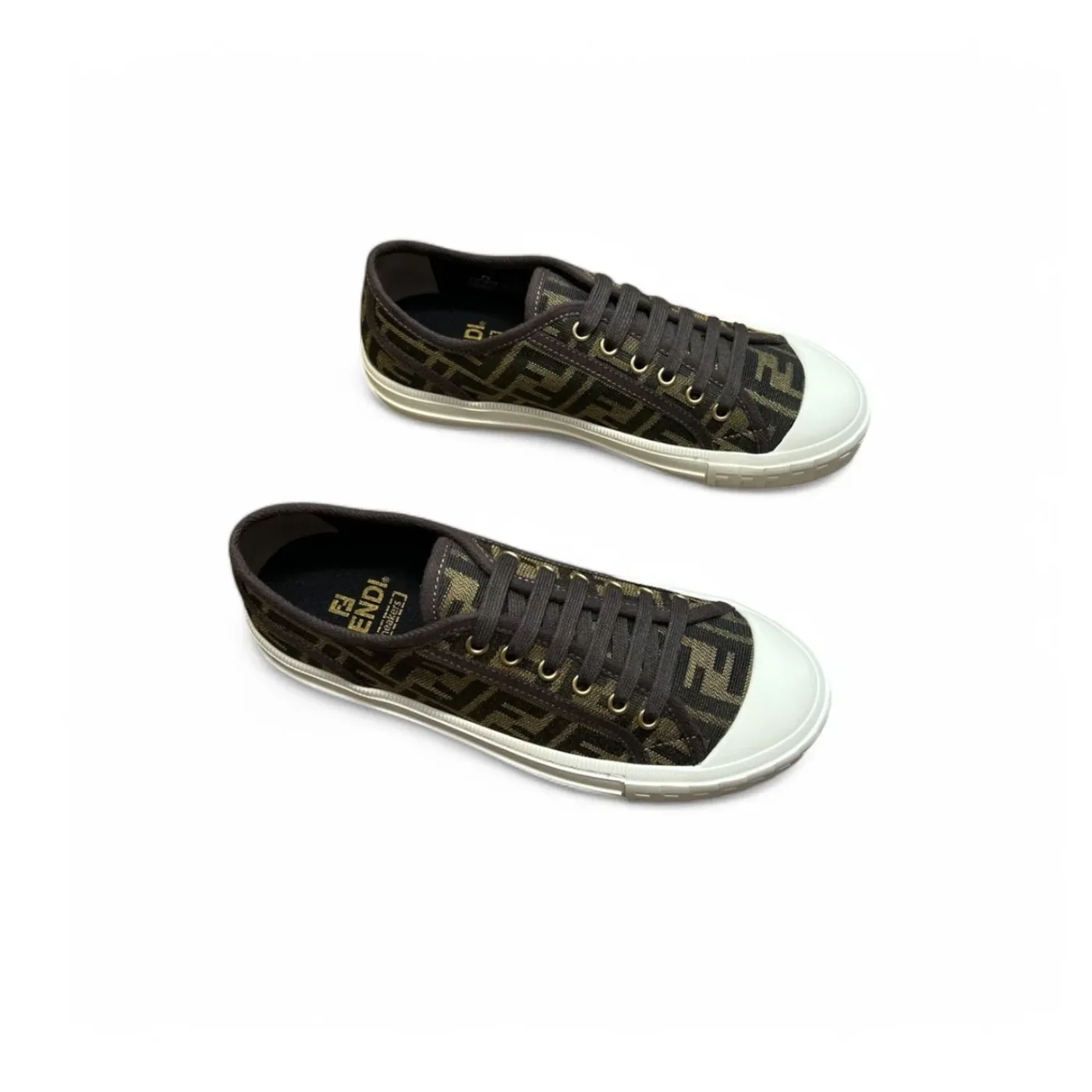 Fendi FD Domino Fabric Low-Tops Sneakers Brown 7E1553AJZXF0R7V Fendi FD Domino Fabric Low-Tops Sneakers Brown 7E1553AJZXF0R7V