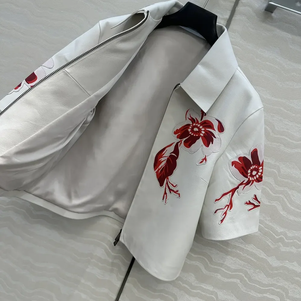 Fendi White Inlaid Leather Jacket for Women Fendi White Inlaid Leather Jacket for Women