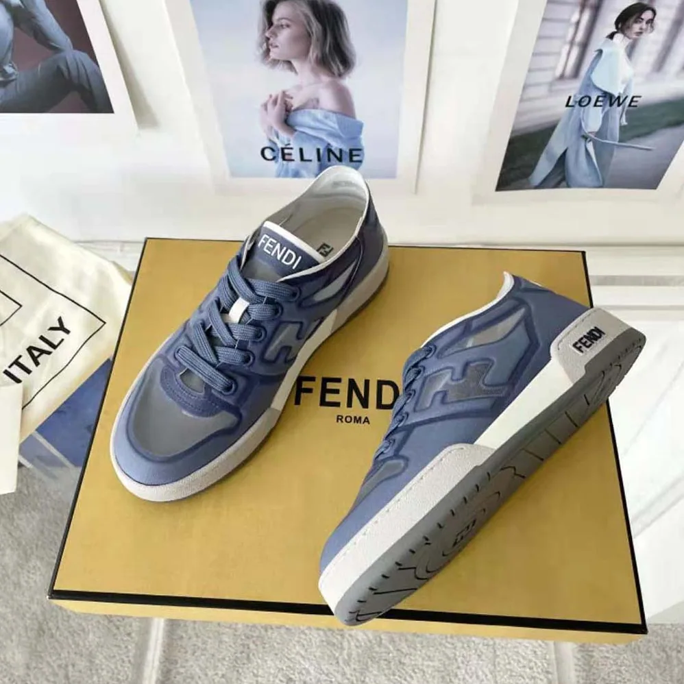 Fendi Match Blue Mesh Low Tops for Unisex