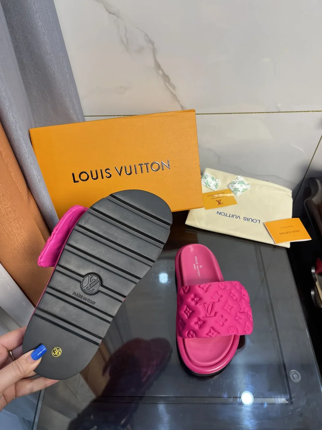 Louis Vuitton Pool Pillow Comfort Flat Mule Black LV 1AA1EF Louis Vuitton Pool Pillow Comfort Flat Mule Black LV 1AA1EF