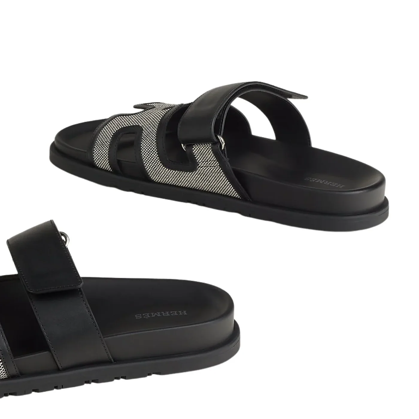 Hermes Chypre Sandals Prunoir in Noir
