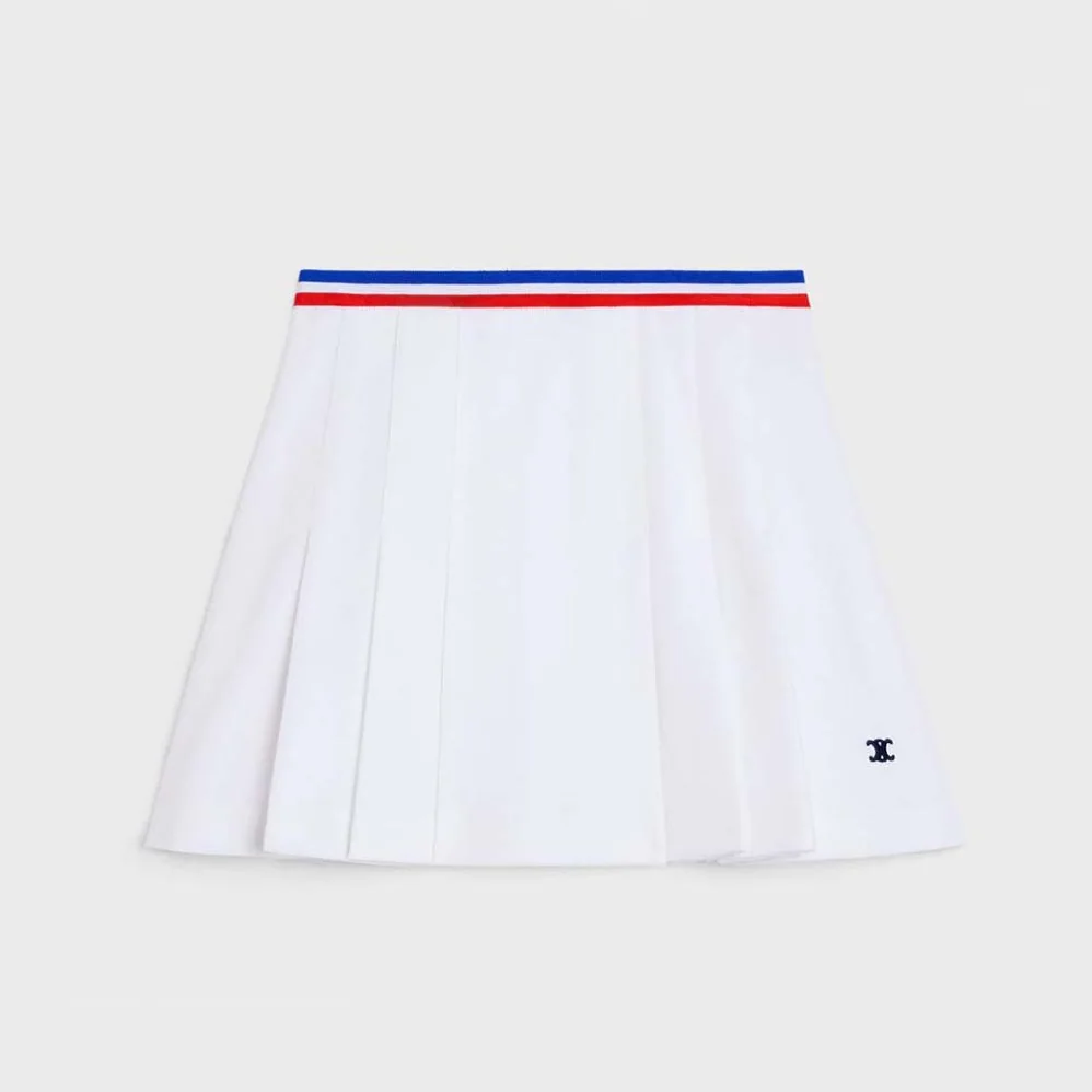 Celine Short Pleated Skirt in Cotton Piqué for Women