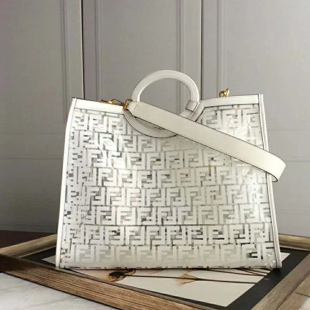 Fendi Runaway Shopper PU Bag for Women in White