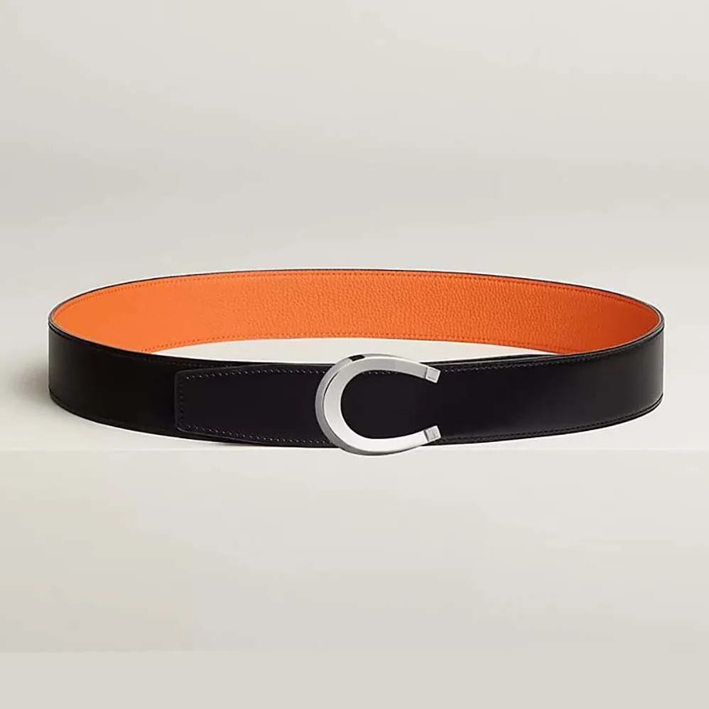 Hermes Luck Belt Buckle & Reversible Leather Strap 38 mm for Men in Orange