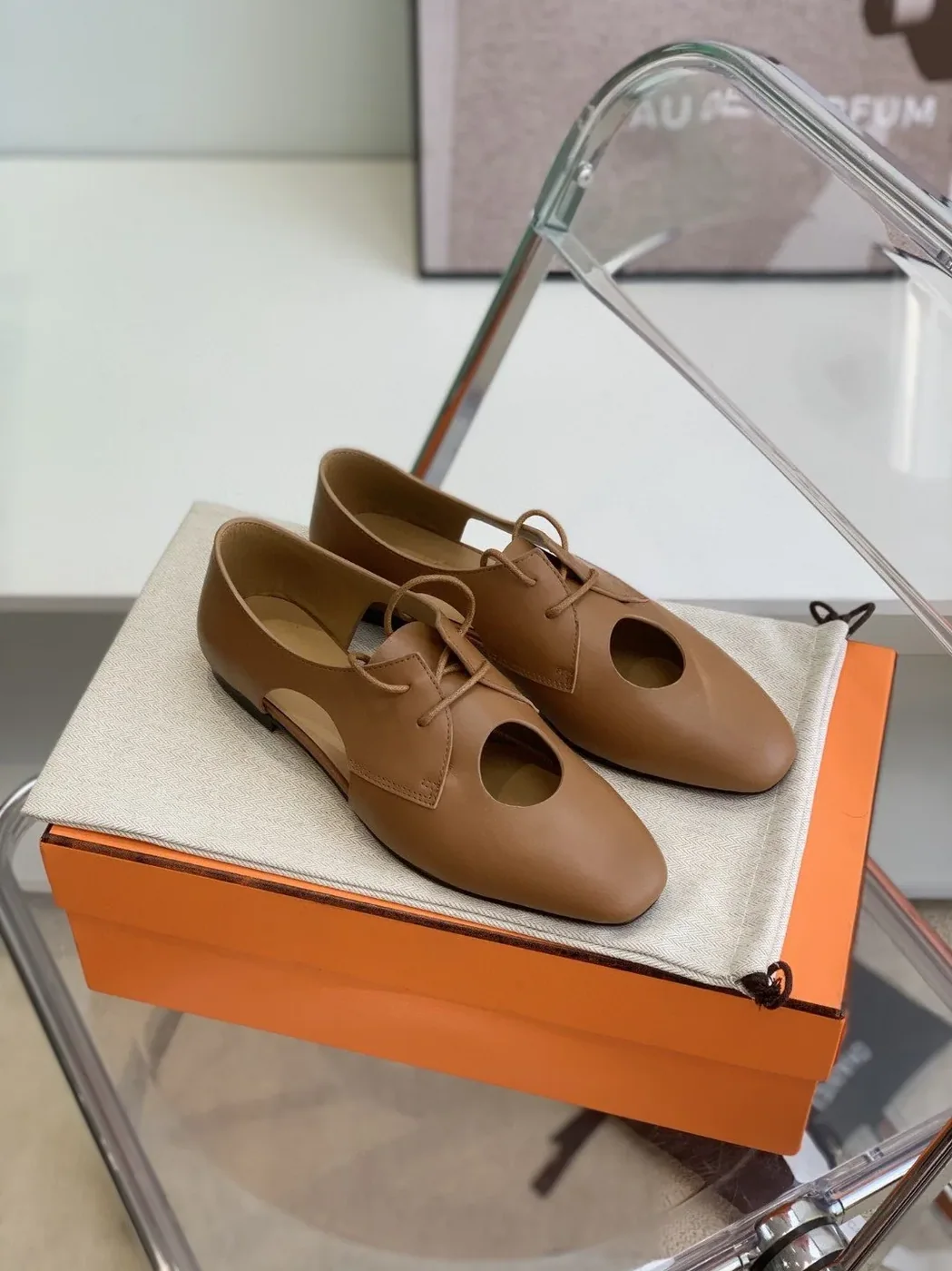 Hermes Epoca Oxford Shoe Brown , Shoes for Women