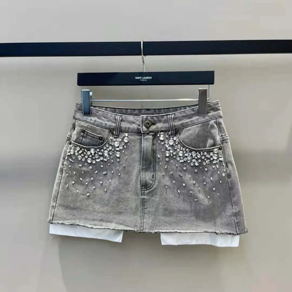 Miu Miu Denim Miniskirt Embroidered Logo for Women Miu Miu Denim Miniskirt Embroidered Logo for Women
