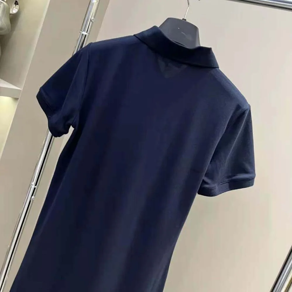 Prada Piqué Midi-dress with Fabric Triangle Logo for Women in Navy