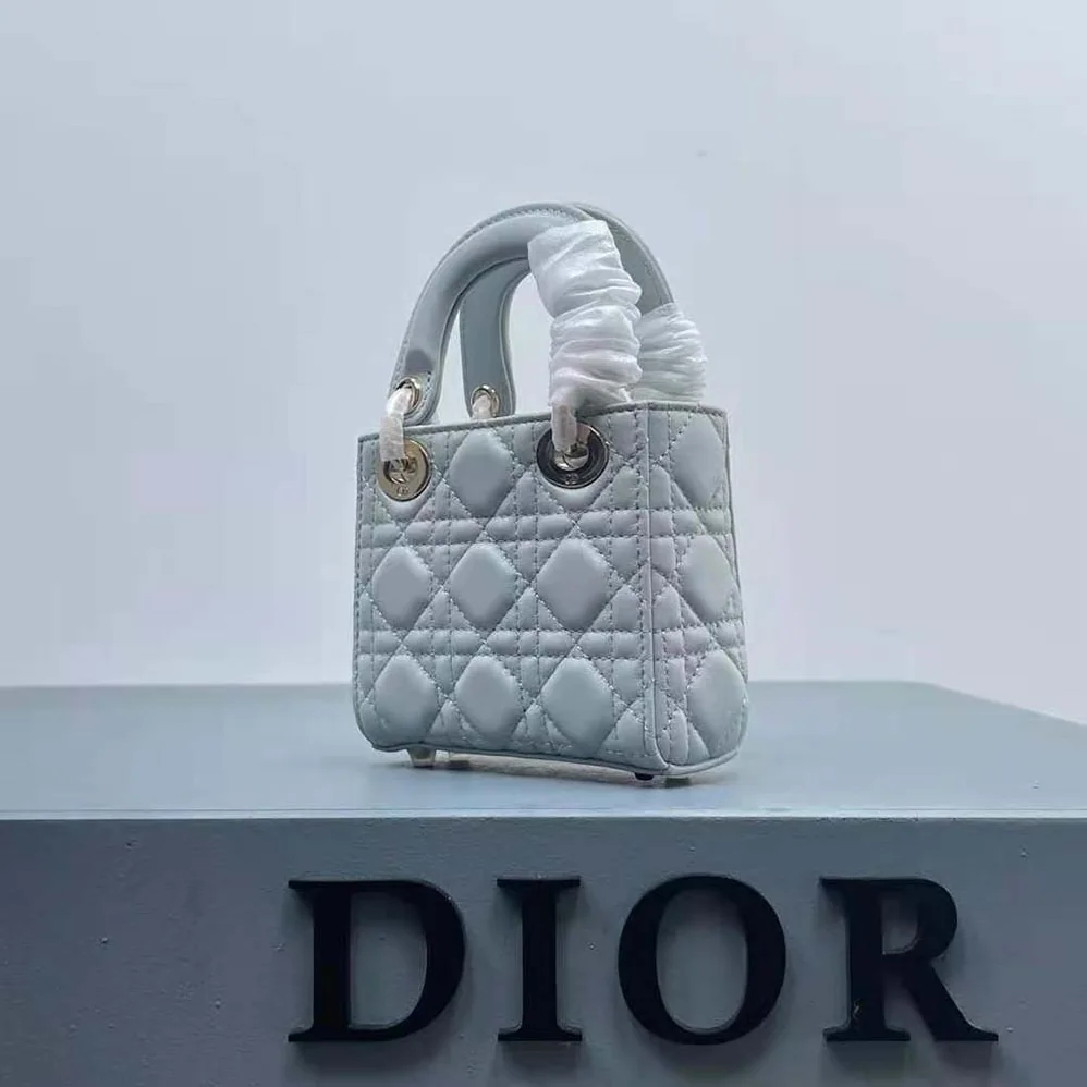 Dior Mini Lady Dior Bag Placid Blue Cannage Lambskin for Women