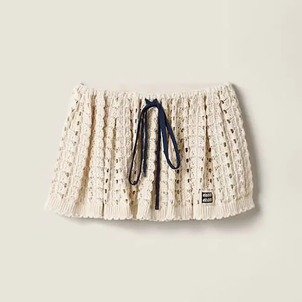 Miu Miu Cotton Miniskirt for Women in White Miu Miu Cotton Miniskirt for Women in White