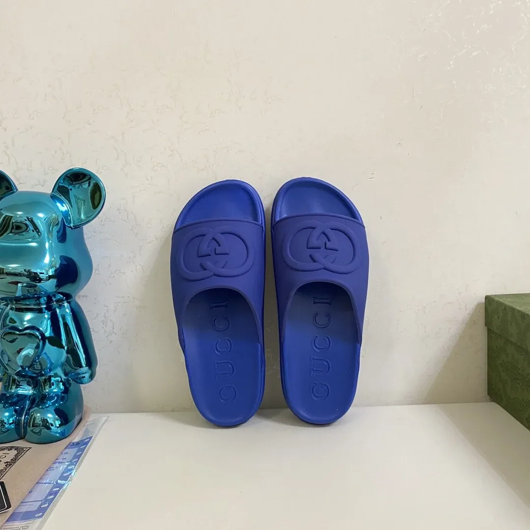Gucci Interlocking G Slide Sandal Blue Gucci Interlocking G Slide Sandal Blue