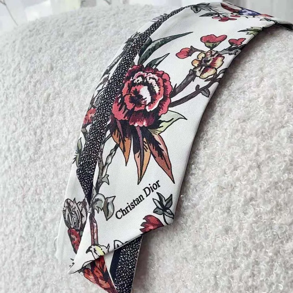 Dior Jardin Botanique Mitzah Scarf White Multicolor Silk Twill for Women