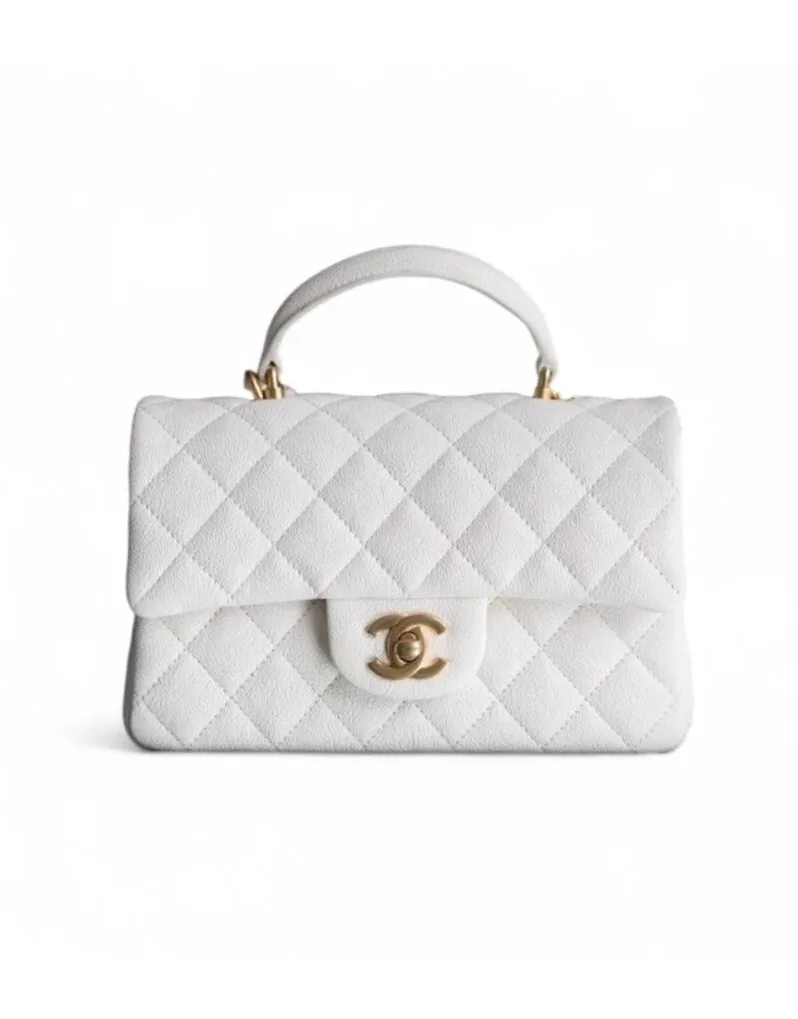 Chanel Mini Flapbag With Top Handle White / Chanel Mini Flapbag With Top Handle White /