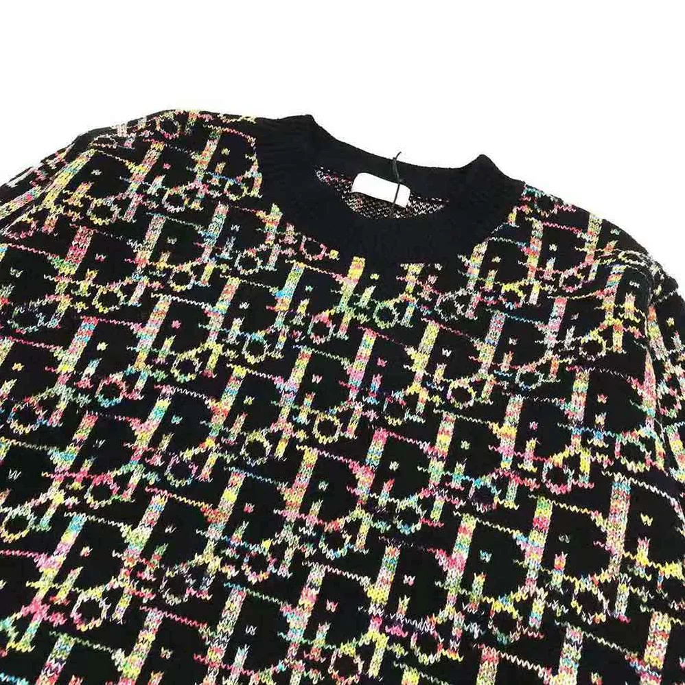 Dior Oblique Sweater Black Wool Jacquard for Men