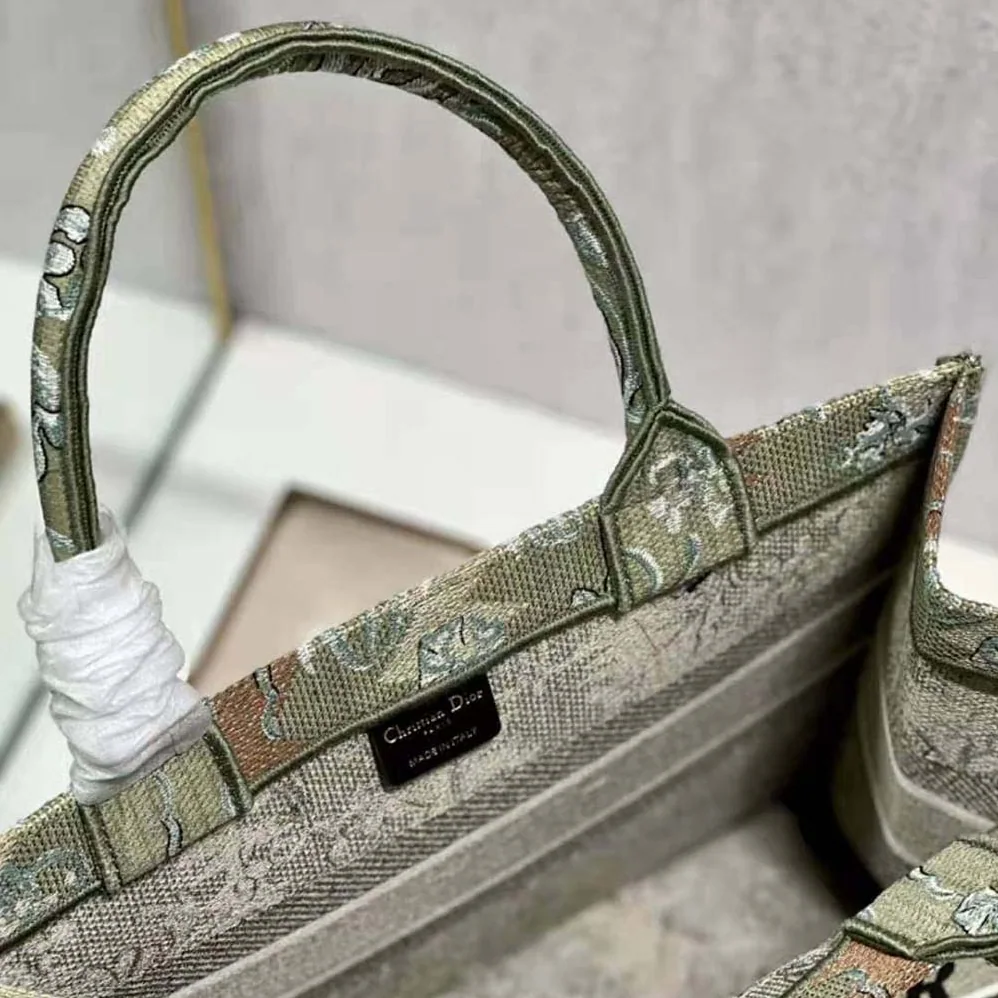 Dior Medium Dior Book Tote Metallic Green Dior Brocart Embroidery for Women Dior Medium Dior Book Tote Metallic Green Dior Brocart Embroidery for Women