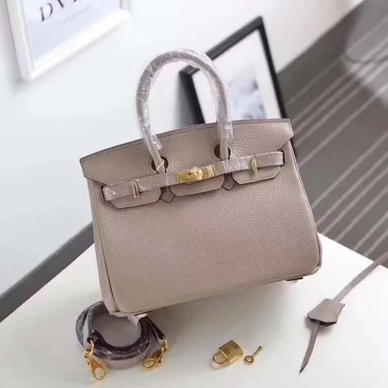Hermes Birkin 25 Bag in Togo Leather with Gold Hardware in Grey