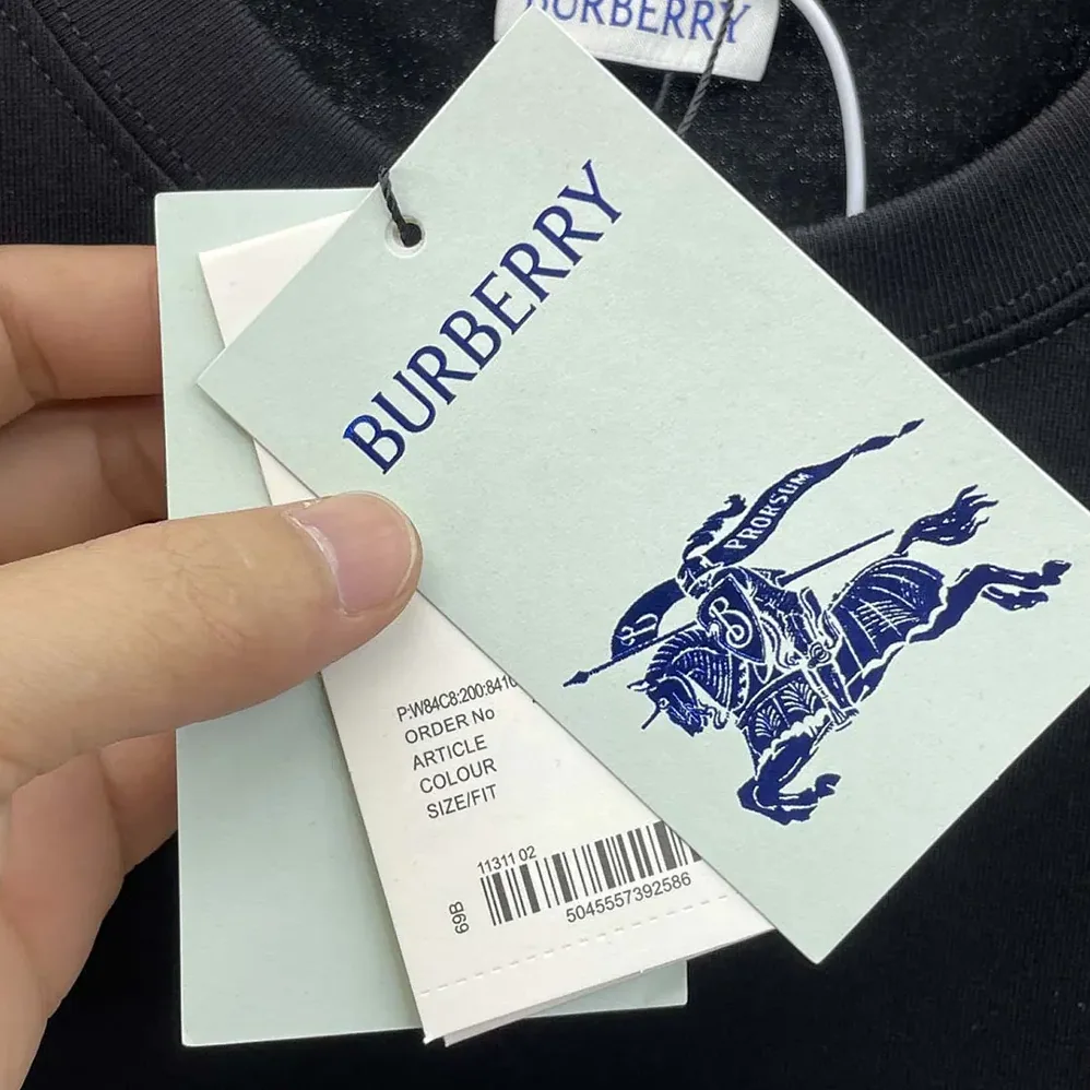 Burberry Check Label Cotton T-shirt for Women in Black