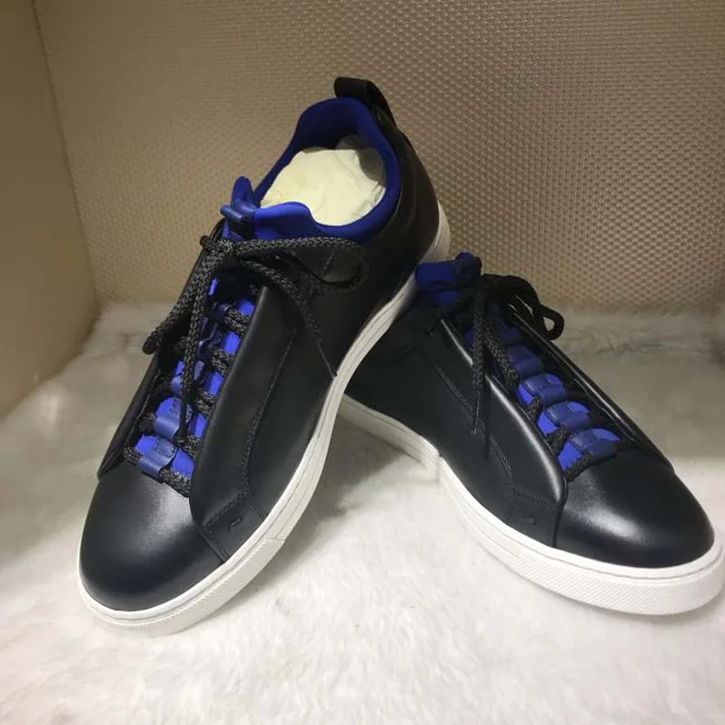 Fendi Black Leather Sneakers Shoes Black for Men