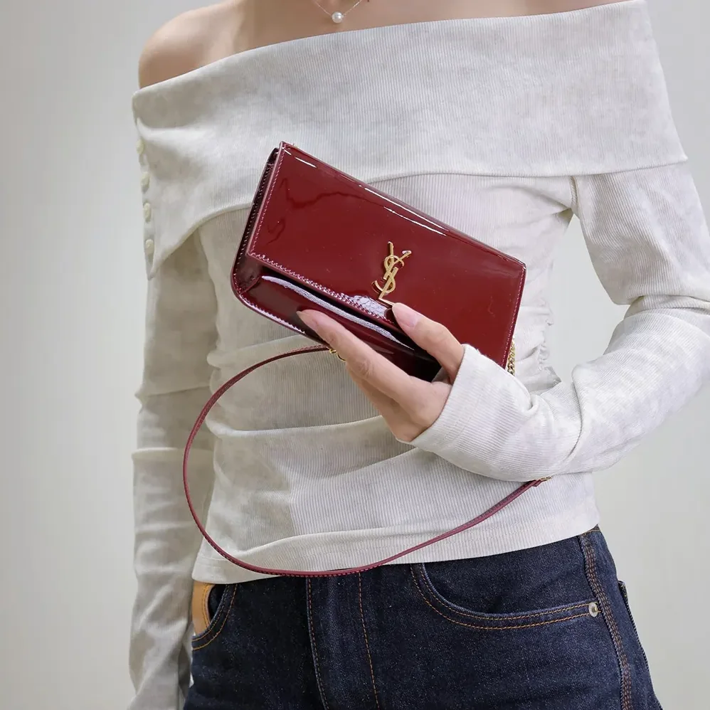 Saint Laurent YSL Cassandre Phone Holder in Patent Leather for Women