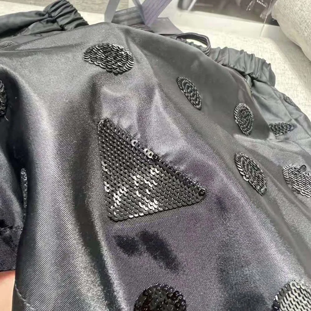 Prada Re-Nylon Sequin Shorts for Women in Black