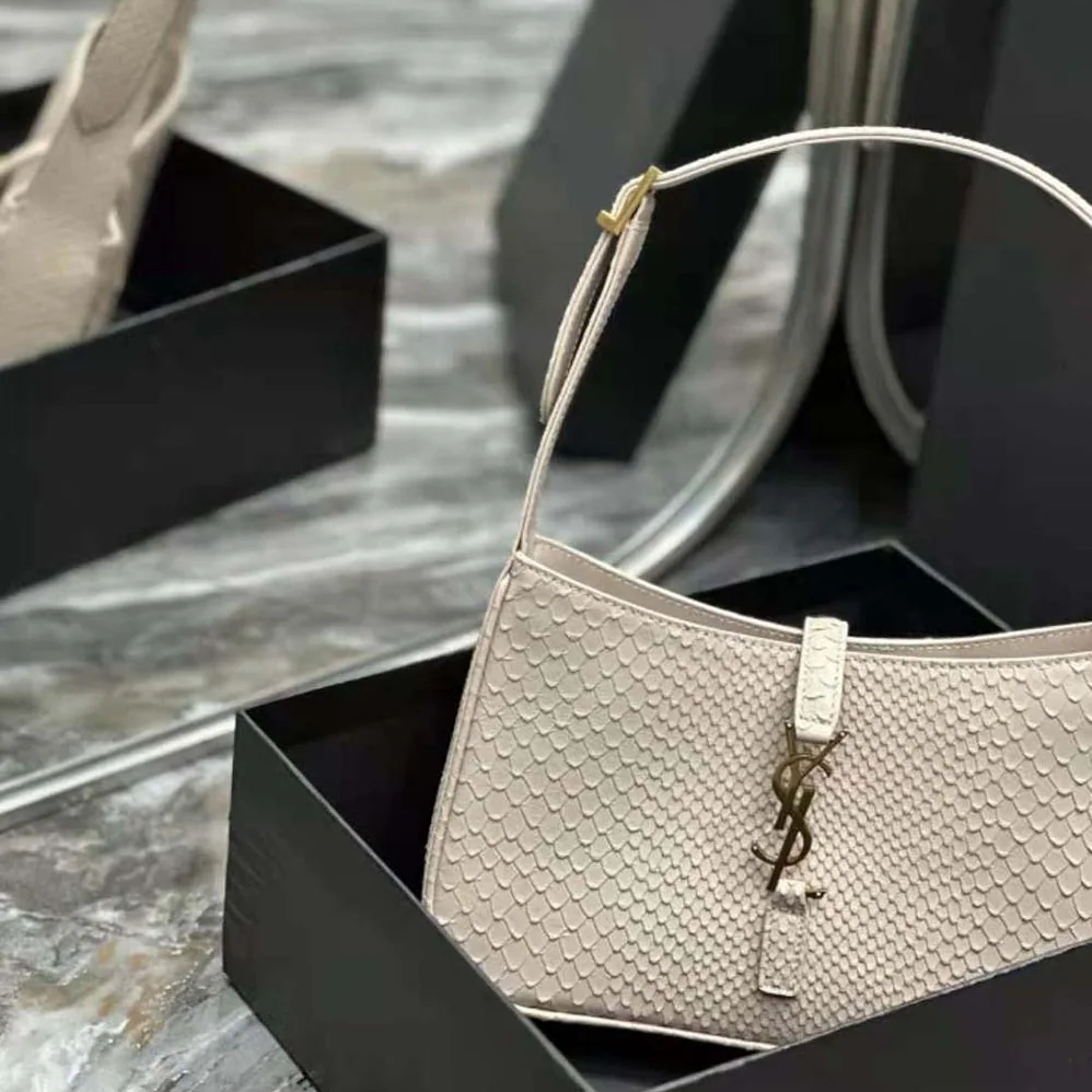 Saint Laurent YSL Le 5 A 7 Hobo Bag in Python for Women in White