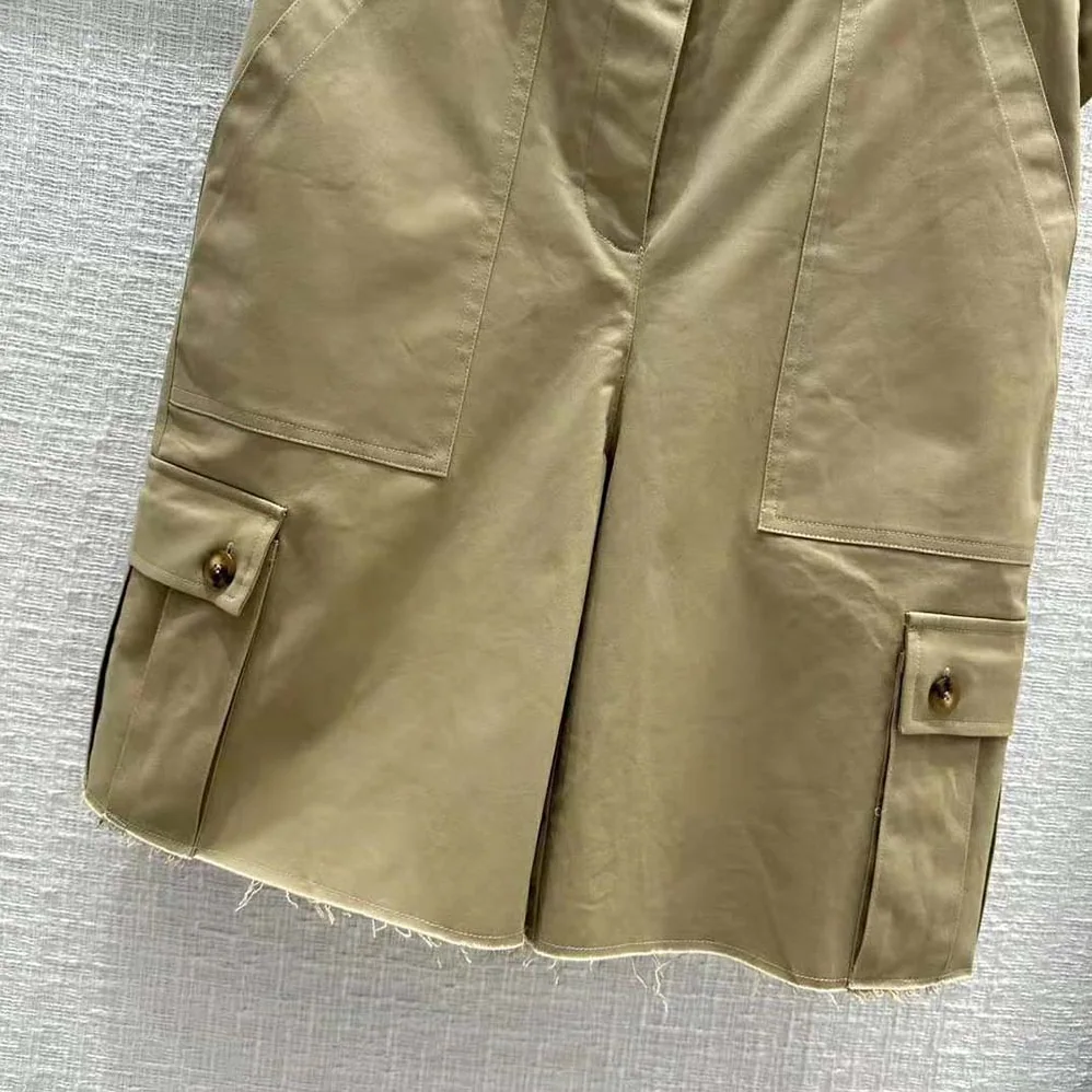 Miu Miu Chino Bermudas with Embroidered Logo on the Back for Women