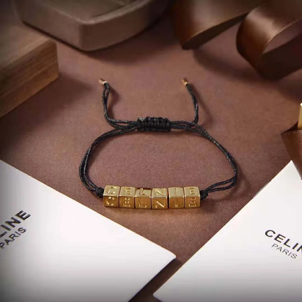 Celine Beach Bracelet in Brass with Gold Finish and Polyester for Women