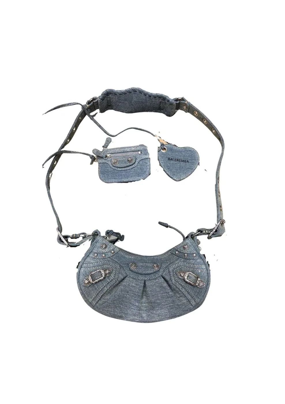 Balenciaga Le Cagole Small Shoulder Bag Denim In Blue /