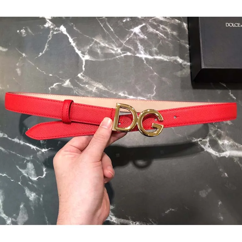 Dolce Gabbana D&G Dauphine Calfskin Belt for Women in Red Dolce Gabbana D&G Dauphine Calfskin Belt for Women in Red