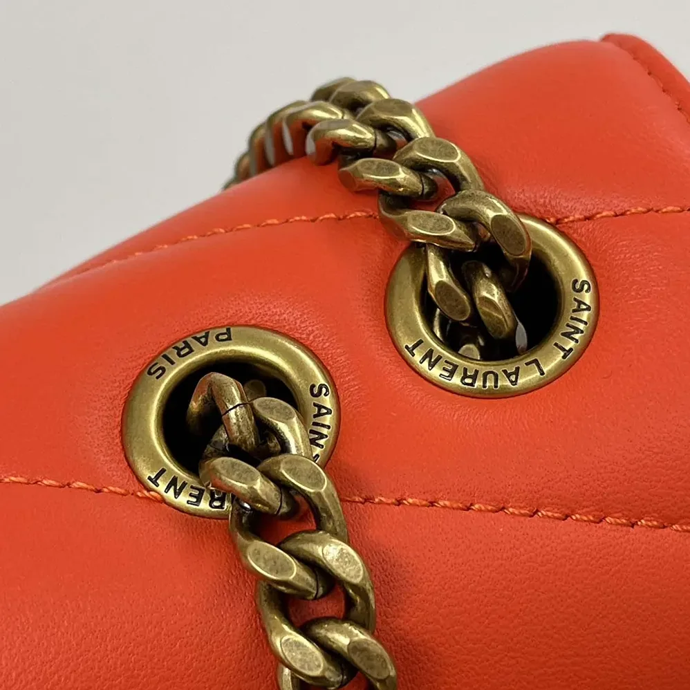 Saint Laurent YSL Loulou Small in Matelasse Lambskin for Women in Orange