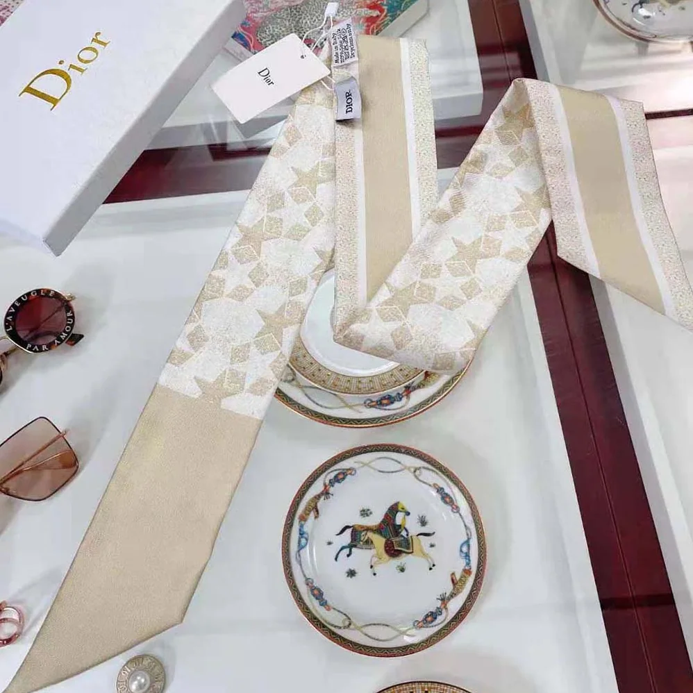 Dior Etoile Mitzah Scarf Gold for Women in Tone Silk Twill Dior Etoile Mitzah Scarf Gold for Women in Tone Silk Twill