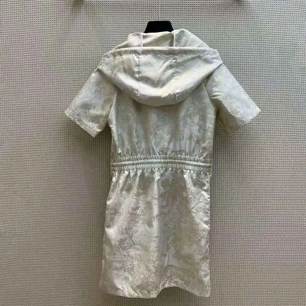 Dior Short Hooded Dress Gold for Women in Tone Technical Taffeta Jacquard Dior Short Hooded Dress Gold for Women in Tone Technical Taffeta Jacquard