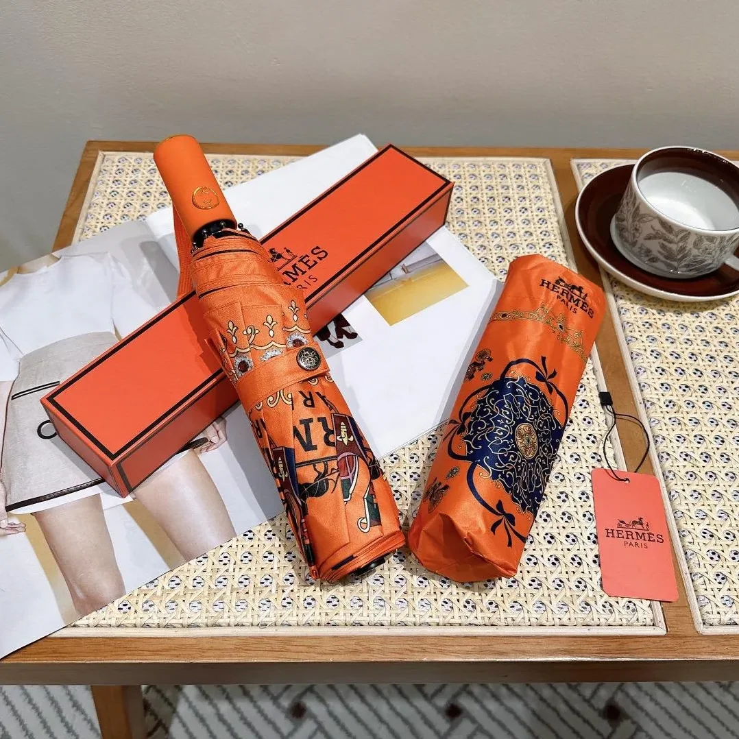 Hermes Automatic Folding Umbrella Orange Hermes Automatic Folding Umbrella Orange