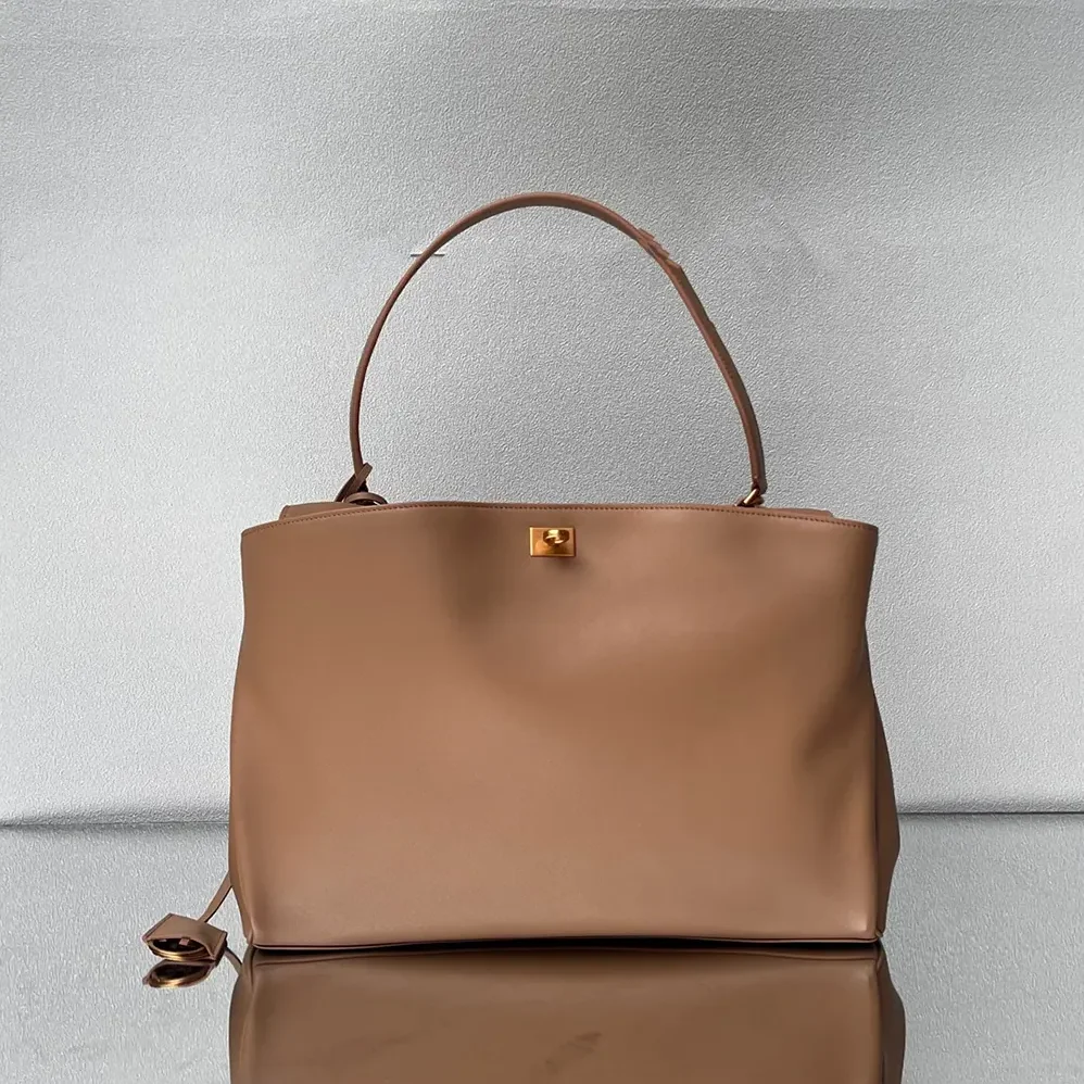 Balenciaga Rodeo Handbag Large In latte Smooth Calfskin Aged for Women in gold Hardware