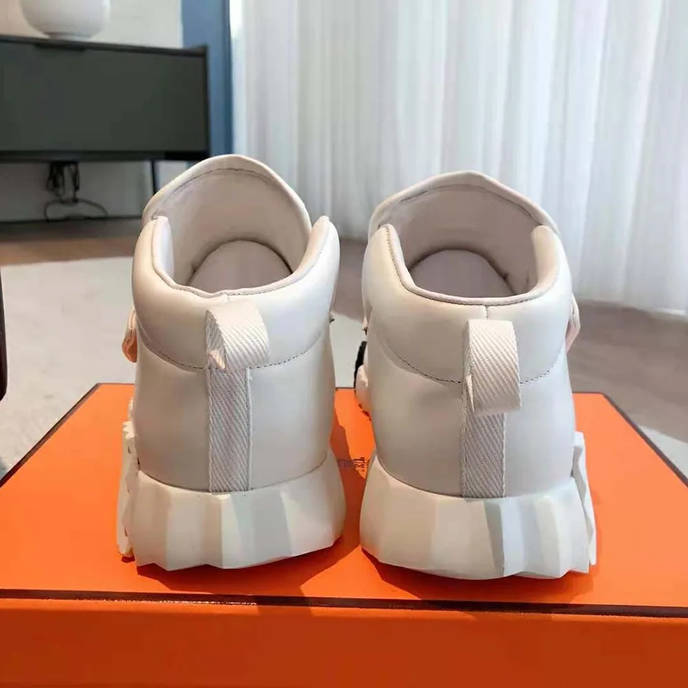 Hermes H Sneaker in Stretch Canvas and Calfskin for Men in White Hermes H Sneaker in Stretch Canvas and Calfskin for Men in White