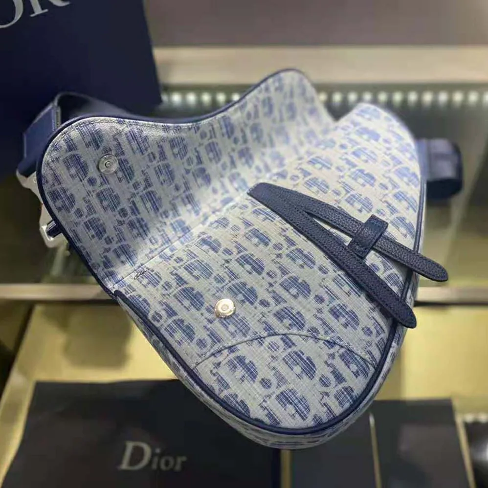 Dior Saddle bag Blue Dior Oblique Kasuri jacquard for Men Dior Saddle bag Blue Dior Oblique Kasuri jacquard for Men