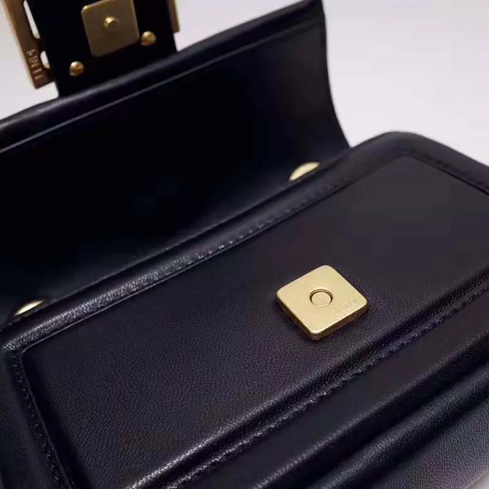 Fendi Mini Baguette Chain Black Nappa Leather Bag for Women Fendi Mini Baguette Chain Black Nappa Leather Bag for Women