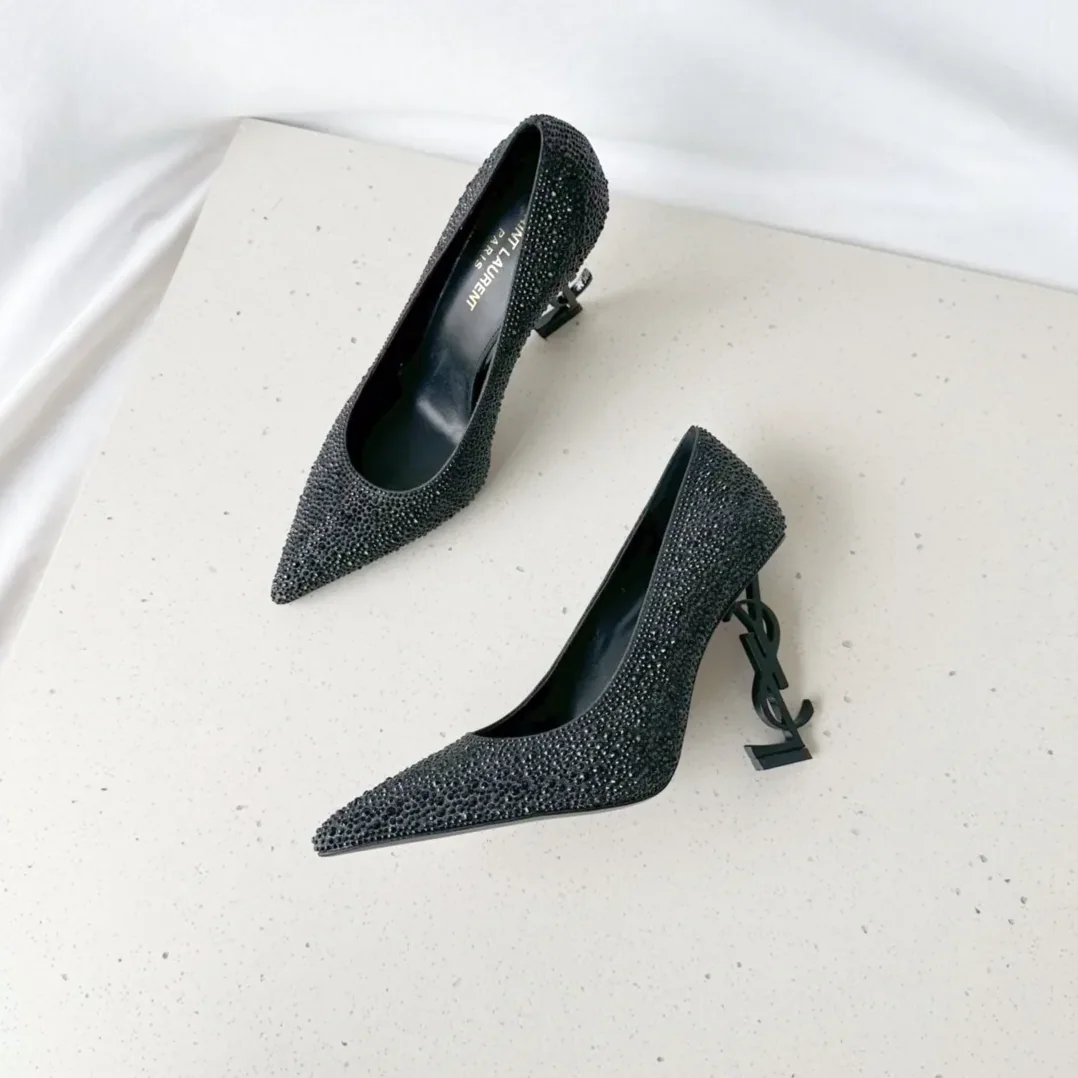 Saint Laurent Opyum Pumps In Rhinestones Black