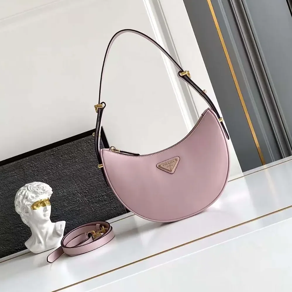 Prada Arqué Mini Leather Shoulder Bag for Women in Pink Prada Arqué Mini Leather Shoulder Bag for Women in Pink