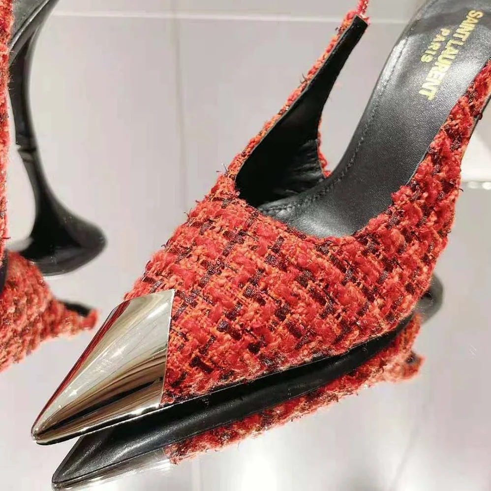Saint Laurent YSL Vesper Slingback Pumps in Saint Laurent Tweed for Women