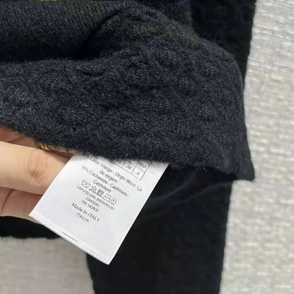Dior Cropped Jacket Black Wool Knit for Women