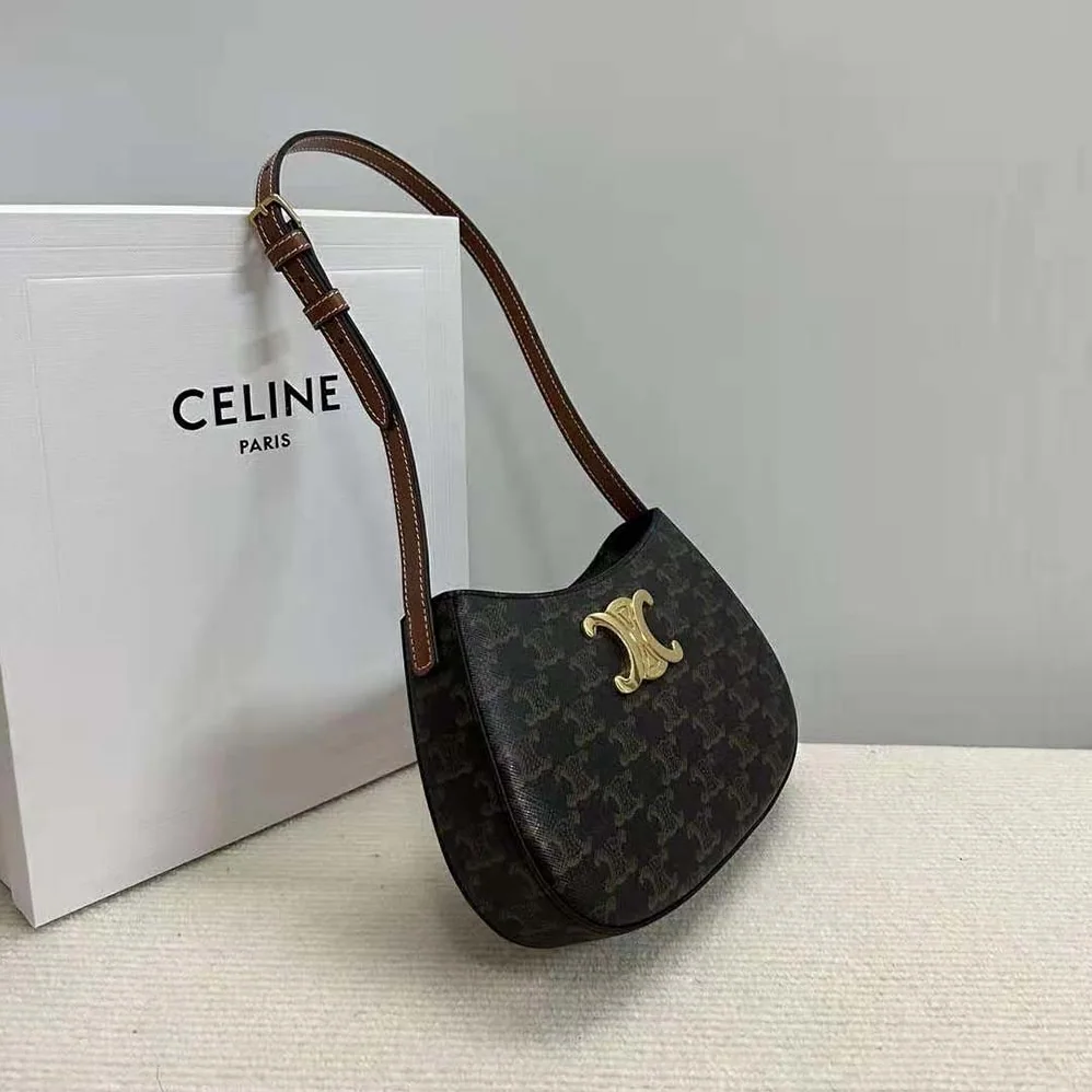Celine Medium Tilly Bag in Triomphe Canvas and Calfskin for Women Celine Medium Tilly Bag in Triomphe Canvas and Calfskin for Women