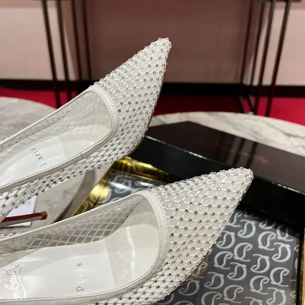 Christian Louboutin Apostropha Mesh Strass 80mm Pumps for Women in White