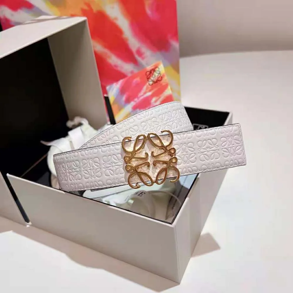 Loewe Anagram Belt in Silk Calfskin for Women in White Loewe Anagram Belt in Silk Calfskin for Women in White